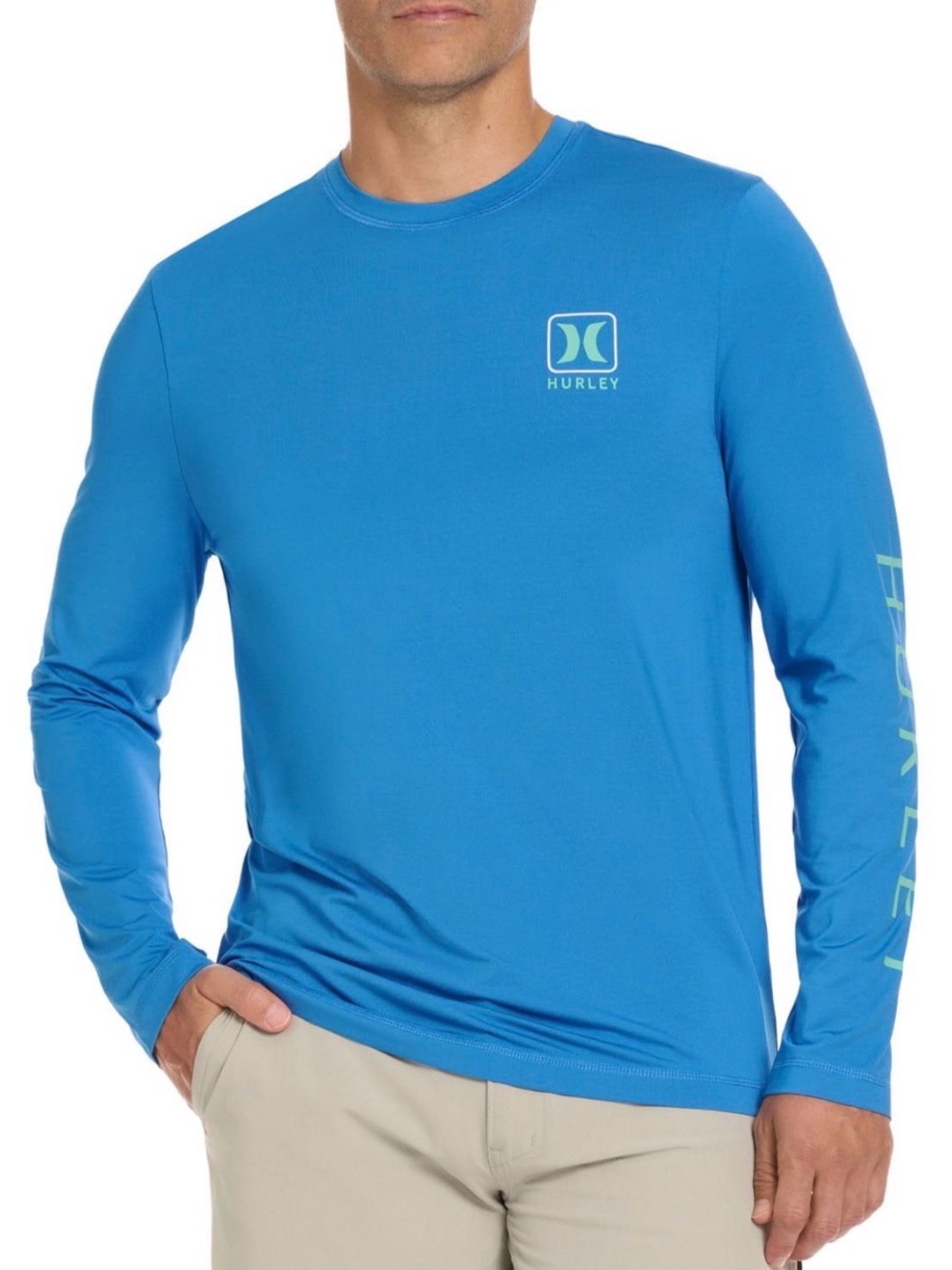 Hurley Men’s Long Sleeve Teal-Blue Performance Top